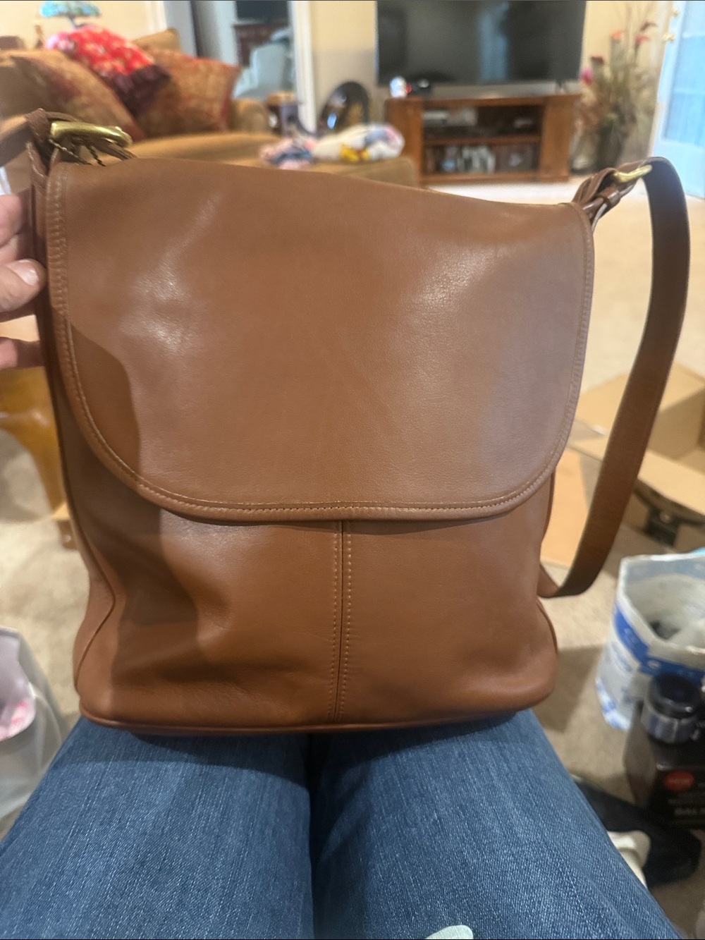 Coach Brown Leather Flap Crossbody Bag